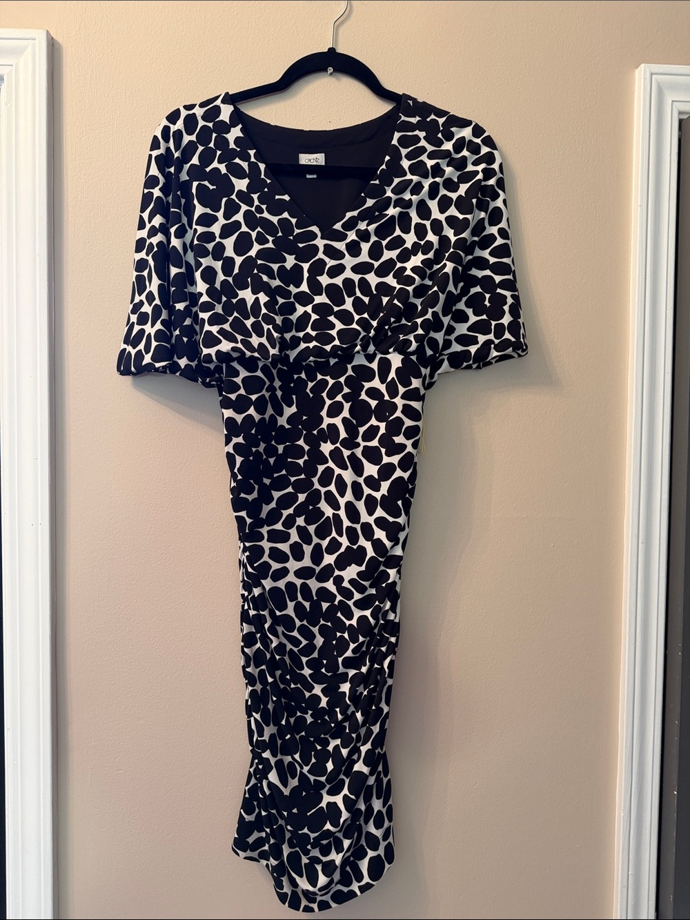 Cache Black and White Printed Midi Dress